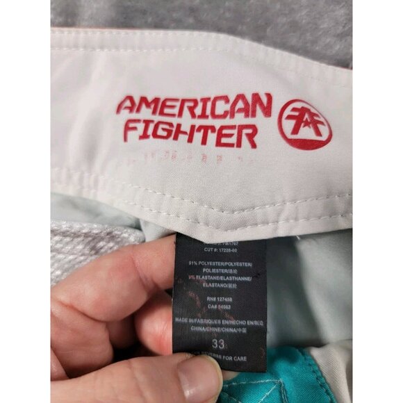 American Fighter Board Shorts Adult Size 36x11 Red Turquoise Green Casual Men's‎ - Picture 6 of 7